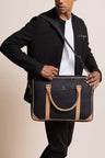 Slim Laptop Bag In Black Cork -  KAAMNA