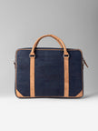 Slim Laptop Bag In Deep Blue Cork -  KAAMNA