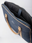 Slim Laptop Bag In Deep Blue Cork -  KAAMNA