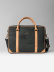 Slim Laptop Bag In Forest Green Cork -  KAAMNA