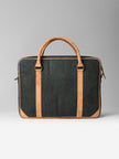 Slim Laptop Bag In Forest Green Cork -  KAAMNA