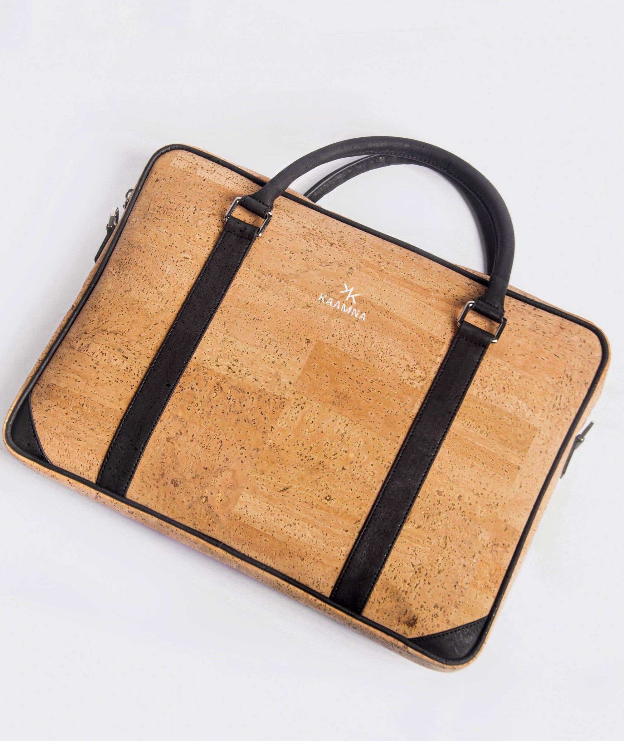 Slim Laptop Bag in Natural Cork -  KAAMNA