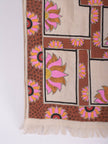 Lotus Maze - Madhubani Hemp Stole - Beige Pink -  KAAMNA