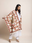 Lotus Maze - Madhubani Linen Stole - Creamy Yellow -  KAAMNA