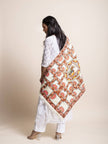 Lotus Maze - Madhubani Linen Stole - Creamy Yellow -  KAAMNA