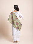 Mandala Fusion - Madhubani Hemp Stole - Pistachio Green -  KAAMNA