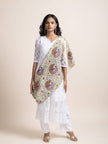 Mandala Fusion - Madhubani  Linen Stole - Creamy Yellow -  KAAMNA